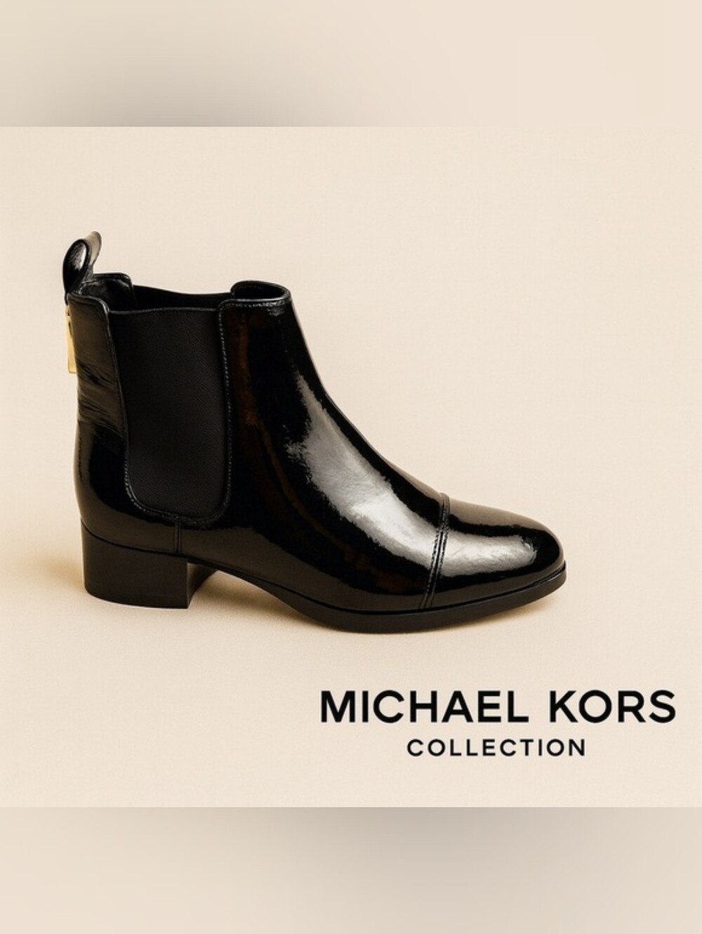 Michael Kors Women’s Black Patent Leather Chelsea Ankle Boots Size 8